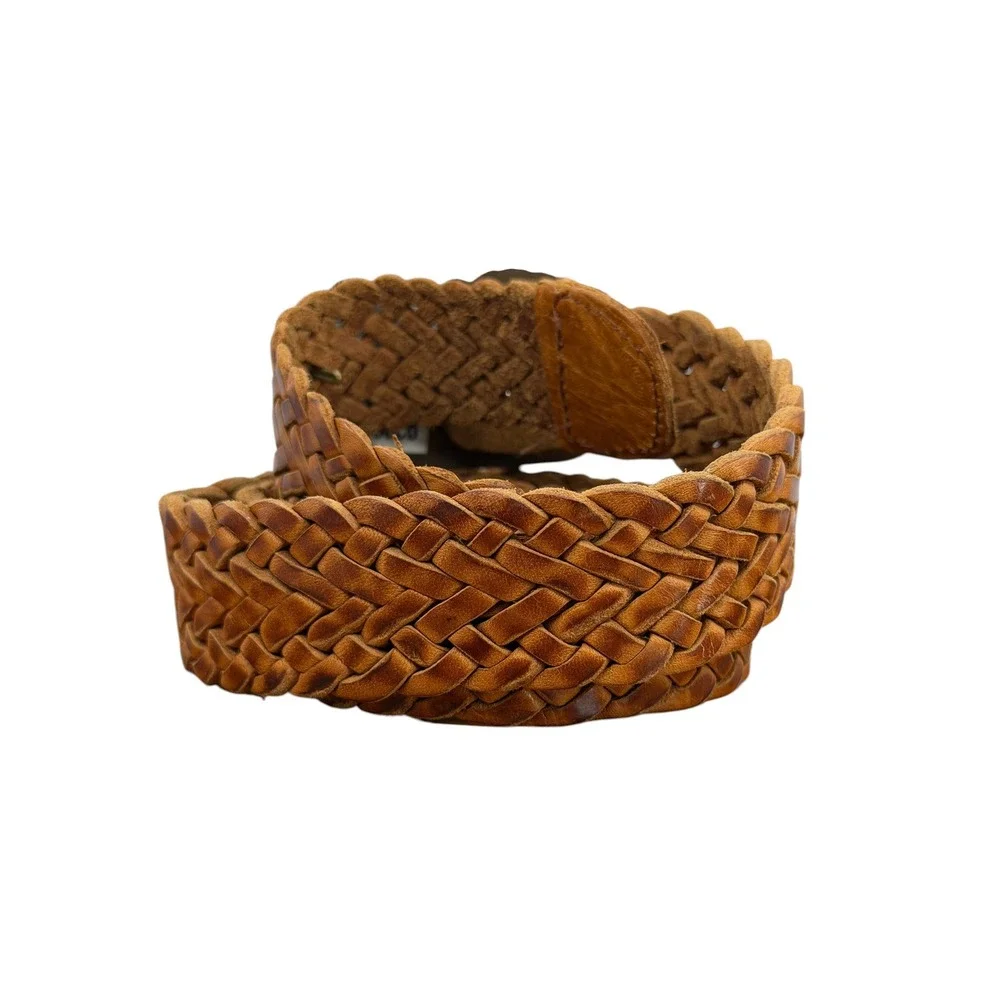Moroccan Woven Leather Belt Women Brown Western Boho Prairie Hippie Cottage Core